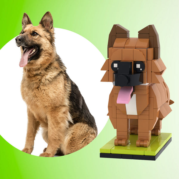 Entièrement corps personnalisable berger allemand 1 photo de chien figurines de brique personnalisées petit bloc de particules brique moi figurines berger allemand personnalisé uniquement